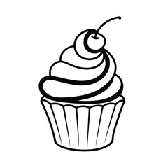 vector silhouette of cupcake with swirl frosting