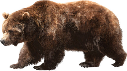 Drawing of a large brown bear in realistic style on a transparent background --ar 16:9 --v 7.0