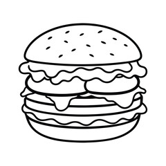Vector Silhouette of Juicy Burger with Toppings