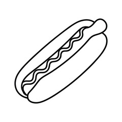 Vector Silhouette of Hot Dog with Mustard