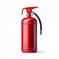 Bright Red Fire Extinguisher on White Background for Emergency Safety and Fire Prevention Illustrations
