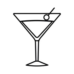 Vector Silhouette of Martini Glass with Olive