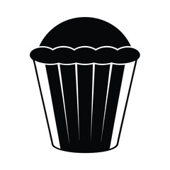 Vector Silhouette of Muffin in Paper Cup