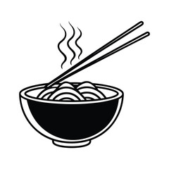 Vector Silhouette of Steaming Bowl of Ramen