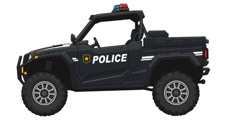 Police ATV Off-road Vehicle Cartoon Toy No Background Vector
