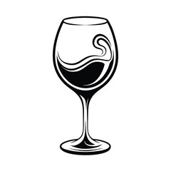 Vector Silhouette of Wine Glass with Liquid