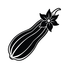 Vector Silhouette of Zucchini with Blossom