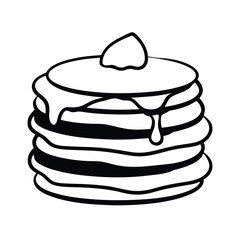 Vector Silhouette of Stacked Pancakes with Syrup