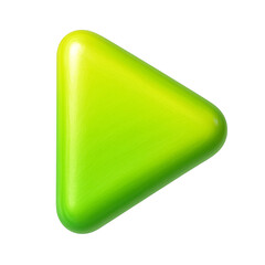 Glossy 3D play button emoji in a vibrant yellow-to-green gradient, featuring smooth rounded edges and a sleek triangular shape, isolated on a transparent background