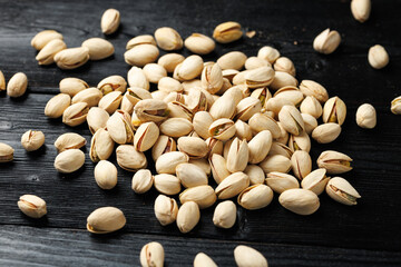 Salted roasted pistachios in their shells. Healthy food