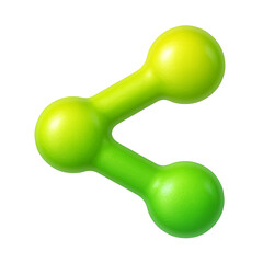 Glossy green share icon emoji resembling a molecule structure with three connected spheres, rendered in a smooth 3D style and isolated on a transparent background.