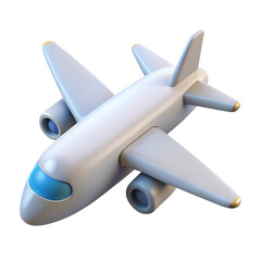 Naklejka premium White plane. Aircraft icon. 3d rendering isolated on white background. Cartoon plastic style icon