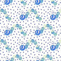 Kids seamless caterpillar cute pattern for fabrics and textiles and packaging and linens and wrapping paper
