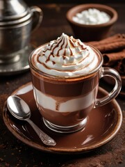 Delicious hot chocolate with cream