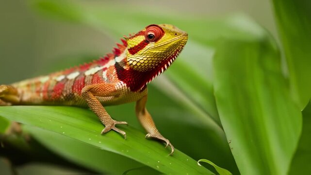 green lizard on a branch