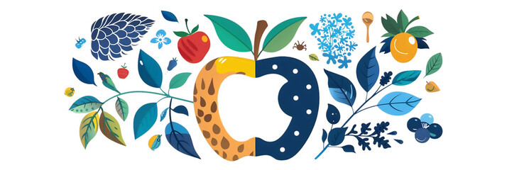 Sustainable eating food icon a minimal fruit or vegetable shape clean and rounded with open space for adding text or themes about healthy living and mindful consumption