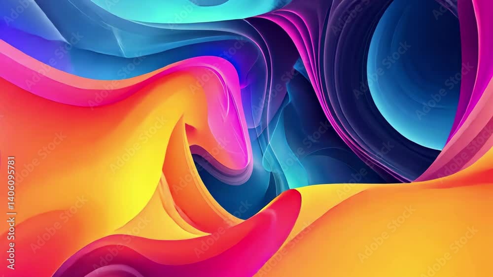 Aufkleber Vivid abstract shapes flow seamlessly in vibrant colors for a stunning visual experience in high resolution