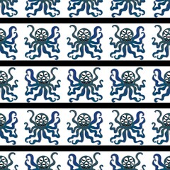 Summer ocean animals seamless cute octopus pattern for kids clothes print and wrapping paper for fabrics