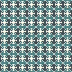 Seamless pattern. Rhombuses, crosses ornament. Diamonds backdrop. Tiles wallpaper. Ethnic motif. Geometric background. Digital paper. Geometrical textile print. Abstract web design. Vector art