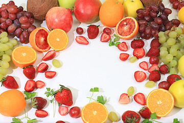 Tropical fruits on sunny table, source of vitamin C, summer banner with space for text, vegan products for healthy lifestyle, detox diet, weight loss concept. store advertising.