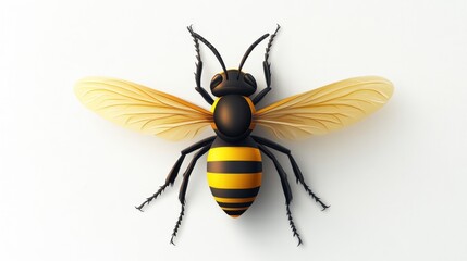 Detailed Illustration of a Flying Insect with Vibrant Yellow and Black Stripes Perfect for Nat