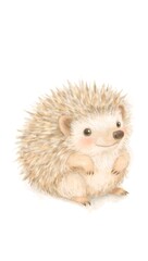 Adorable hedgehog illustration with intricate details and warm hues showcasing a cute creature on a clean white background