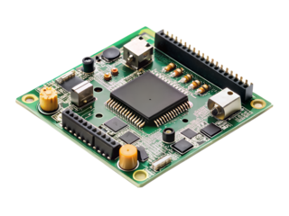 electronic components on a motherboard