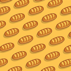 Bakery background. Seamless pattern with fresh and natural loaf bread. Bakery and shop banner background template. Isolated