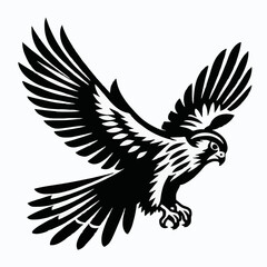 Majestic Peregrine Falcon in Flight Black and White Vector Art