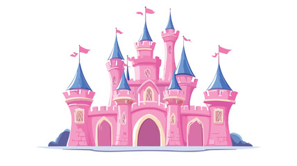 Fototapeta premium Enchanting Pink Fantasy Castle Vector Illustration