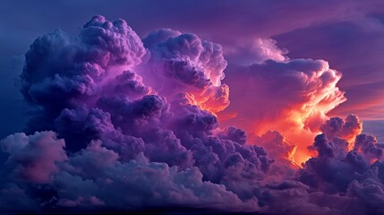 Vibrant sunset clouds display brilliant colors over the horizon at dusk in a scenic sky view