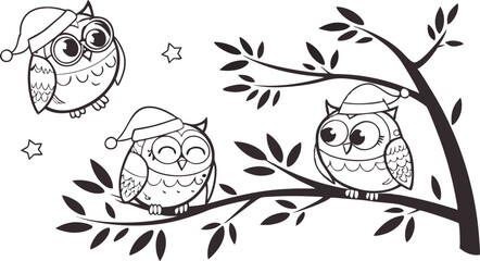 Fototapeta premium Cute Hand-Drawn Owl Vector Set – Line Art EPS Clipart Collection.eps