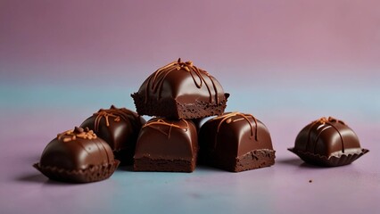 Chocolate candies on a purple background