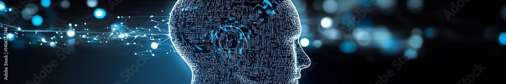 Aufkleber Futuristic digital head silhouette representing artificial intelligence and technology in a modern aesthetic : Generative AI
