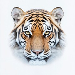 Bengal tiger symmetrical close-up and high-key lighting with copy space above
