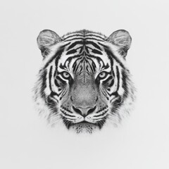 Bengal tiger symmetrical close-up and high-key lighting with copy space above
