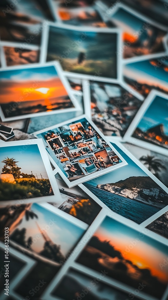 Poster beautiful collection of travel photographs capturing sunset and nature in unique locations : generat