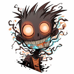 Vector illustration of a neon glow ghoul with radiant outlines and eerie aura, dark fantasy