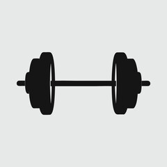 Black Barbell Icon for Fitness and Weightlifting, Minimalist Gym Symbol Isolated