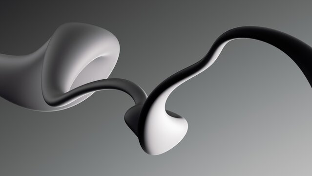 3d render, abstract amorphous curvy tube, isolated on gray background