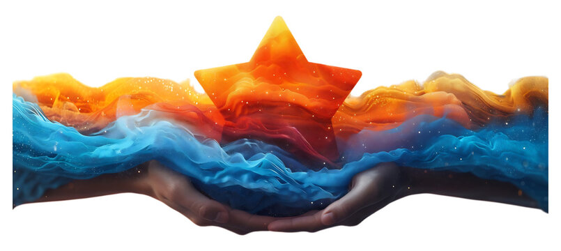 Fluid motion star logo flowing lines symbolizing creativity and movement leaving space for adaptable themes, isolated transparent background, PNG CUT OUT