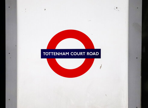 London, United Kingdom - 04. October 2024: Tottenham Court Road Station Sign in London Underground