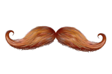 Detailed ginger moustache illustration against a transparent background. Rich textures and subtle color gradations