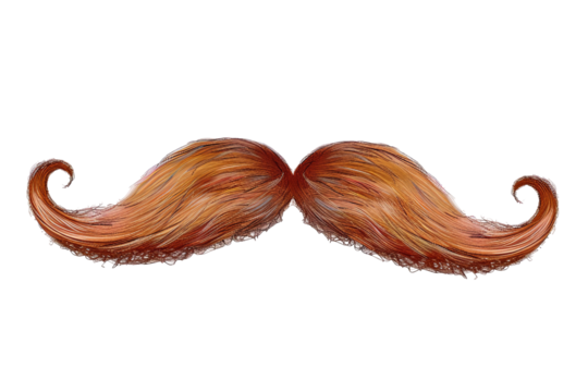 Detailed ginger moustache illustration against a transparent background. Rich textures and subtle color gradations