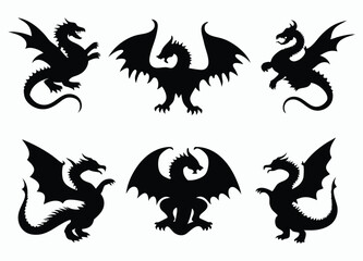Dragon Silhouettes Collection - Mystical and Dynamic Designs