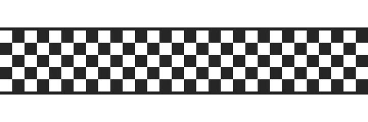 Black checkered pattern as a seamless repeating banner for racing start line in vector