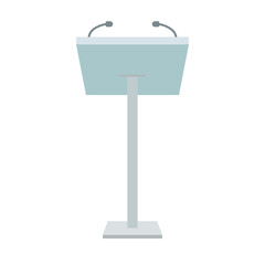 Modern glass rostrum, podium or lectern icon from in front for public speaking in vector