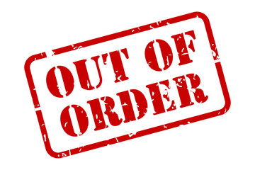 Out of order red rubber stamp vector isolated with texture