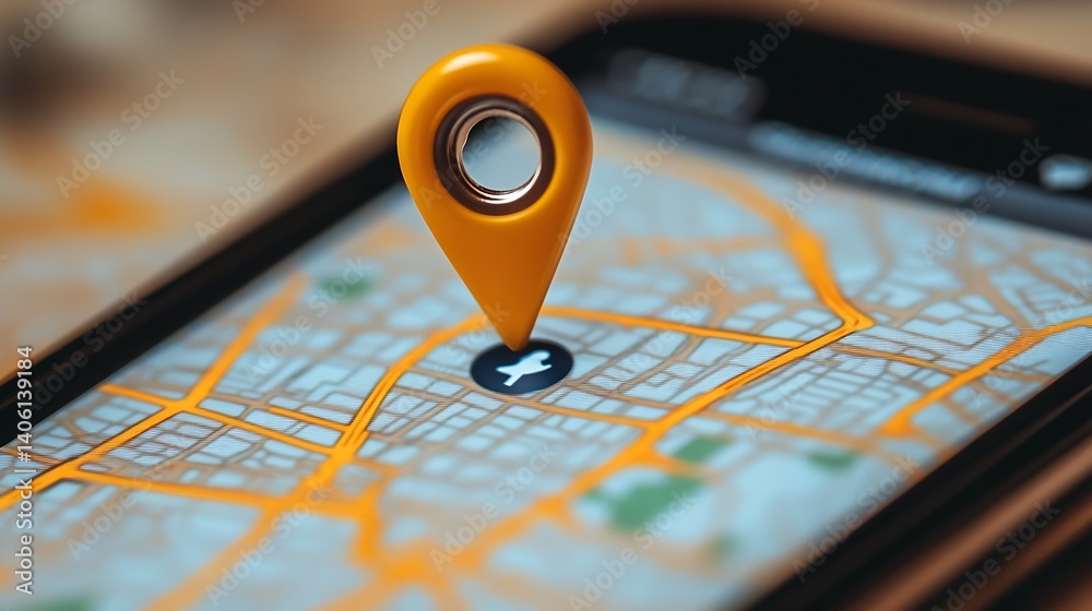 Aufkleber map on smartphone showing a repair shop location pin for quick access and navigation : generative ai