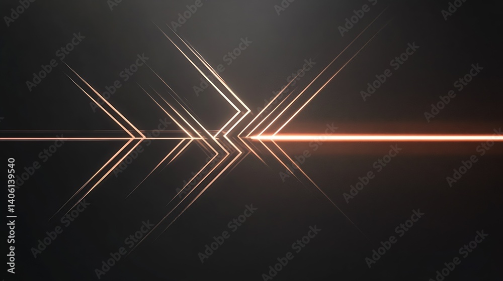 Poster Dynamic abstract artwork displaying angled glowing lines and arrow shapes with a sleek dark backdrop : Generative AI